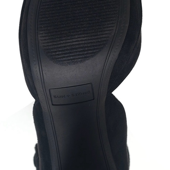 Sand + Stone Black Microfiber Platform Open-Toe Heels.  Sz 9W - Picture 6 of 6